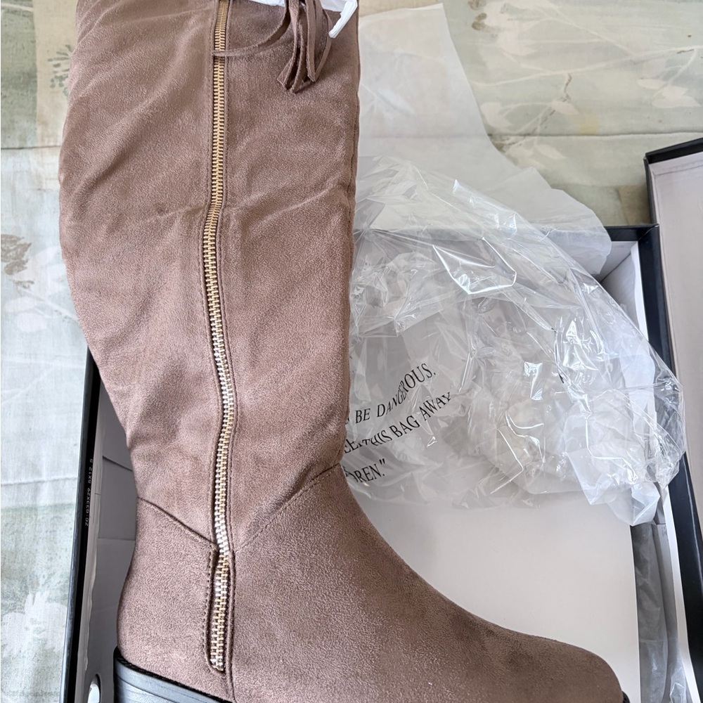 Fashion Nova Taupe Knee-High Boots